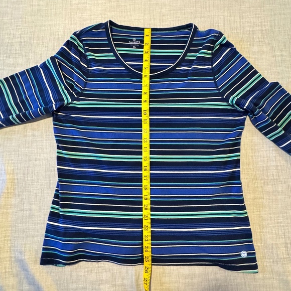 Talbots Long Sleeve Tee Women's XL Soft Cotton Stretch Multicolour Blue Stripes - Picture 5 of 8
